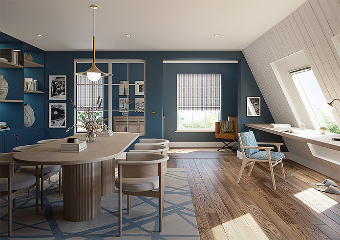 Laurel Stripe, Navy - Roman Blind - Image 8